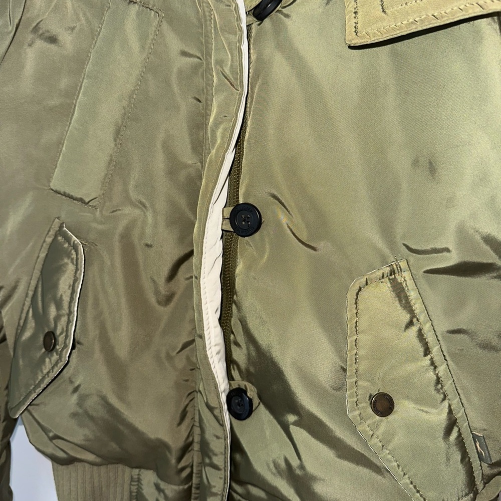 Hollister Olive Green Fur Hooded Puffer Jacket - Picture 4 of 6